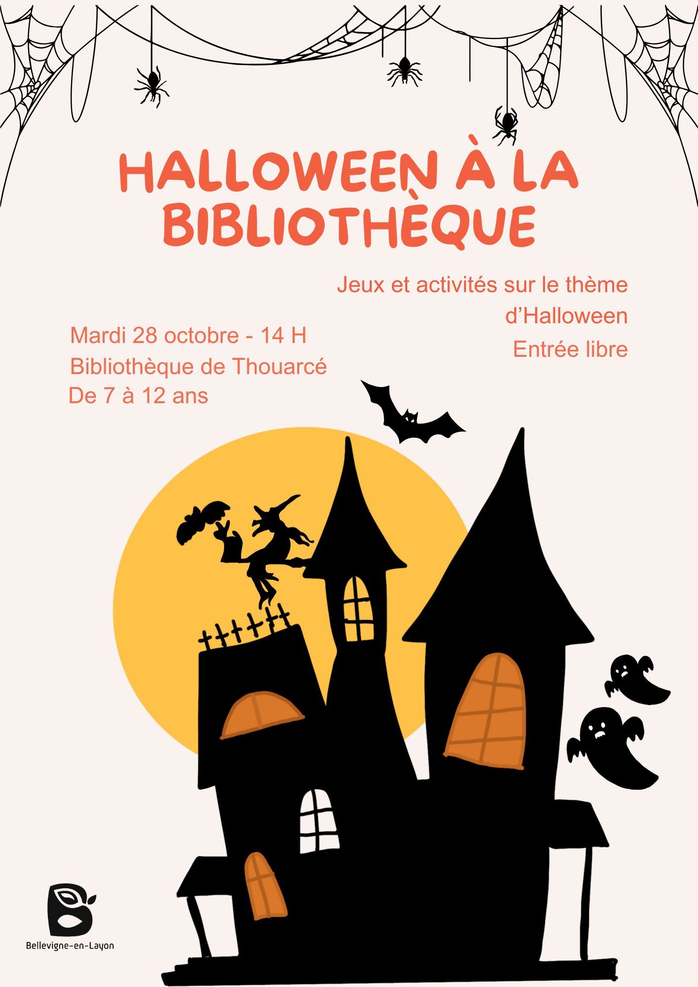 Affiche de l'animation halloween de la médiathèque de Thouarcé. 