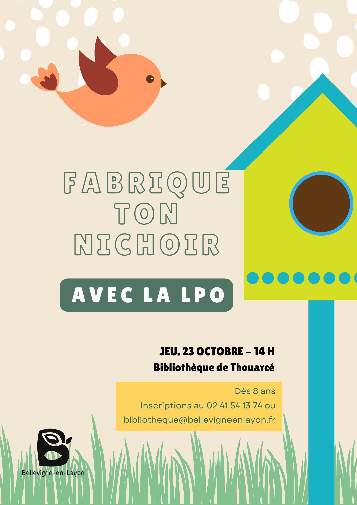 Affiche de l'atelier fabrication de nichoir. 